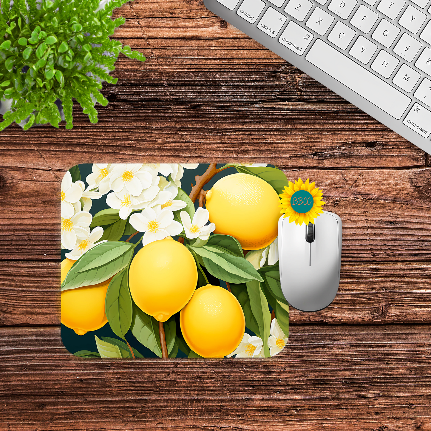 Lemon Blossom Garden Mouse Pad