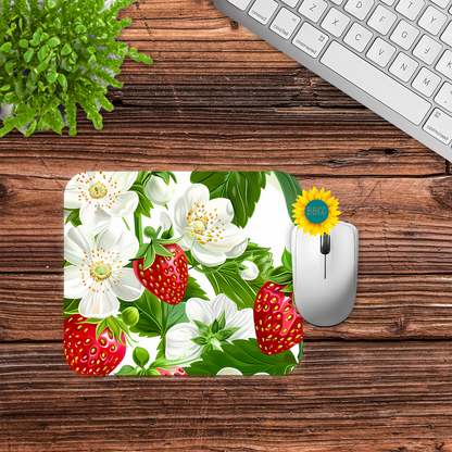 Strawberry Blossom Floral Mouse Pad
