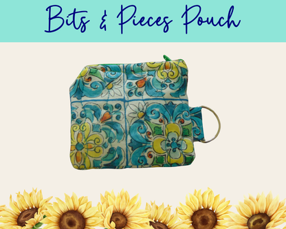 Lemon Grove Tiles Bits & Pieces Pouch | Handmade Fabric Zipper Pouch