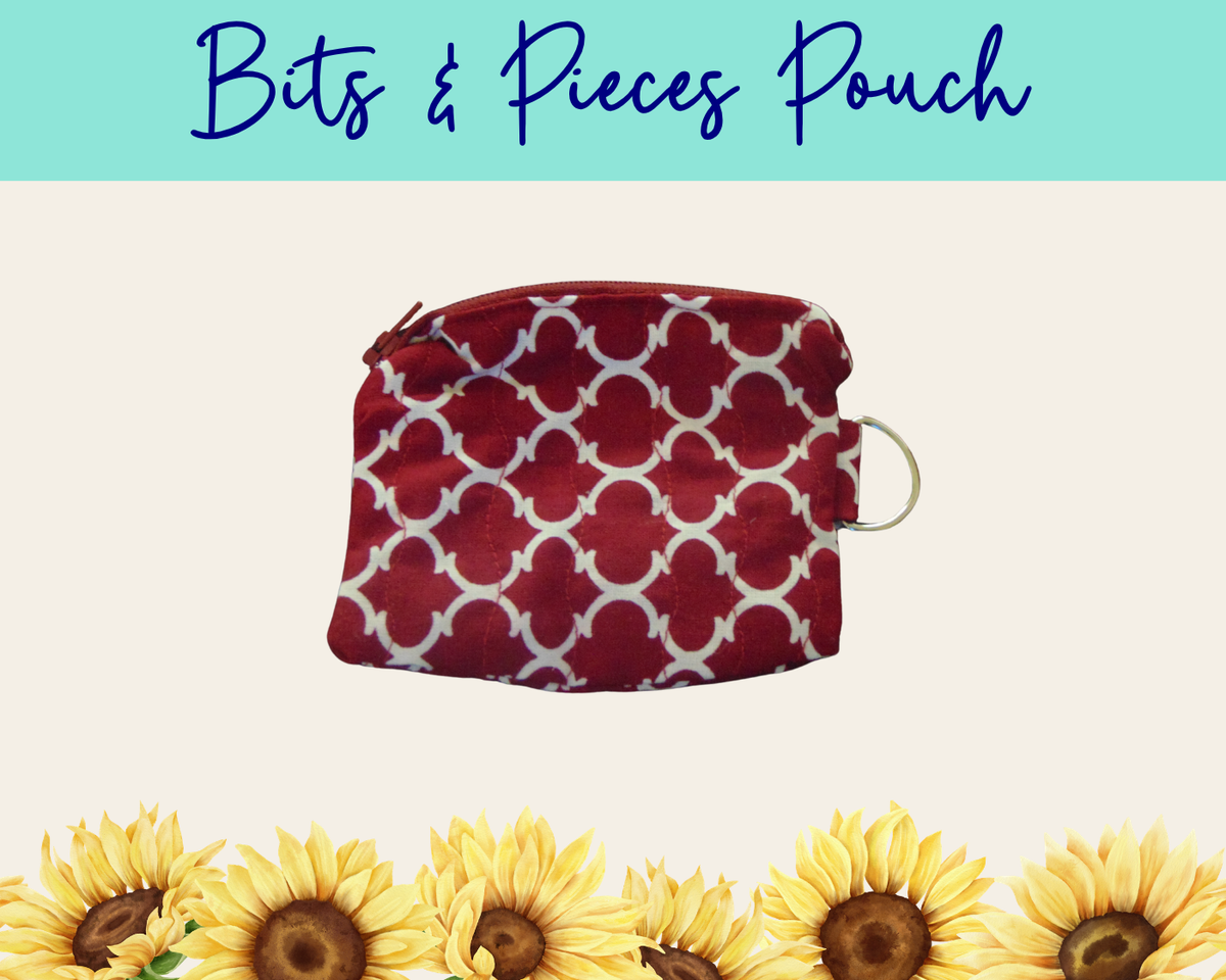 Americana Red Lattice Bits & Pieces Pouch | Handmade Fabric Zipper Pouch