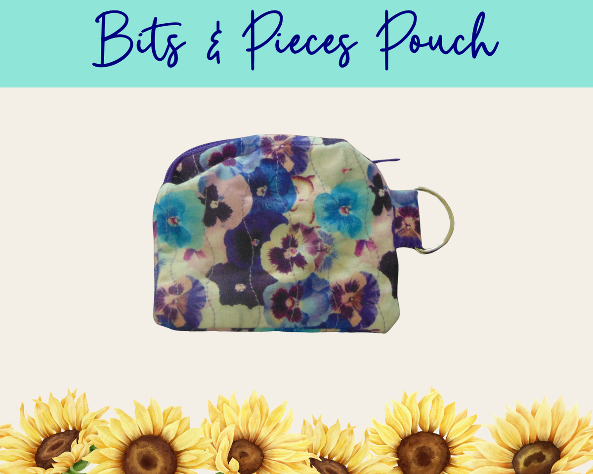 Pansy Meadow Bits & Pieces Pouch | Handmade Fabric Zipper Pouch