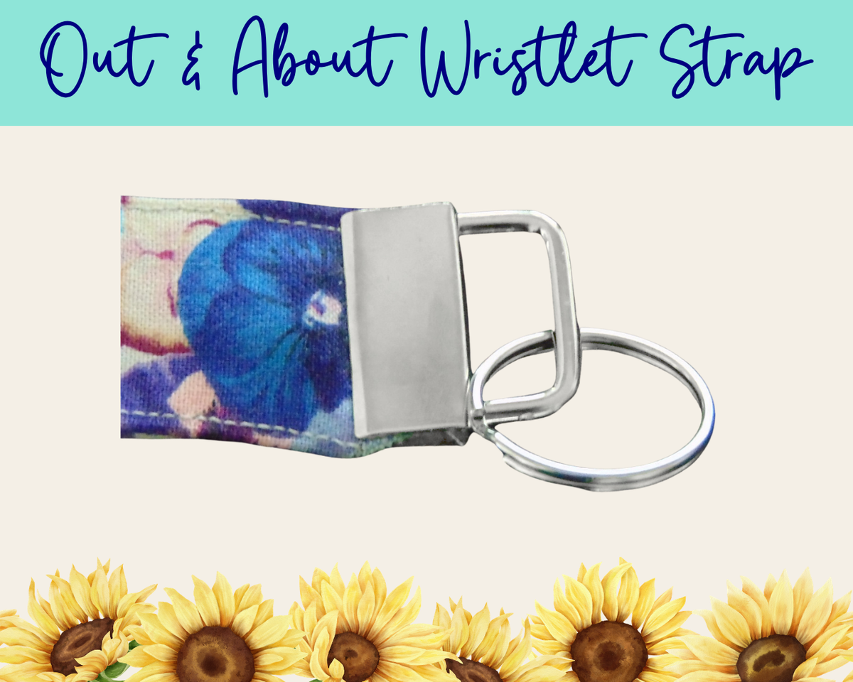 Pansy Meadow White Out & About Wristlet Strap | Handmade Fabric Wristlet
