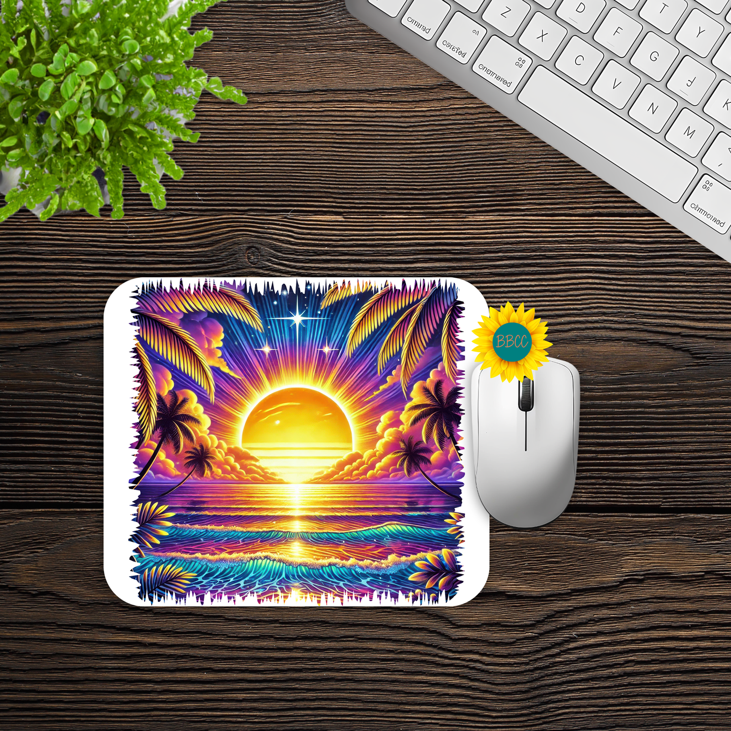 Tropical Sunset Ocean Mouse Pad