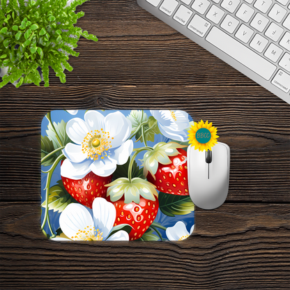 Strawberry Blossom Garden Mouse Pad
