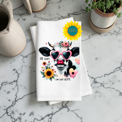 Bold & Boujee Heifer Cow Tea Towel