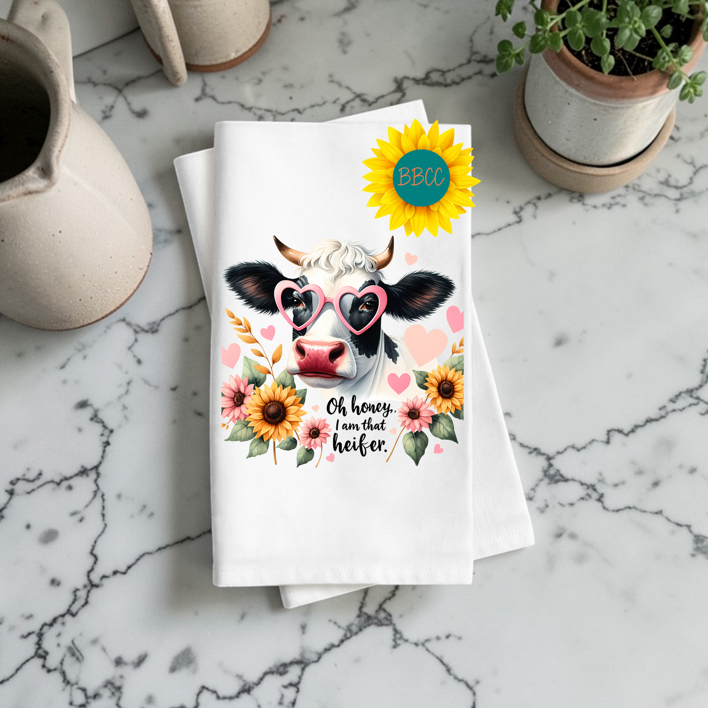 Heifer Energy Cow Tea Towel