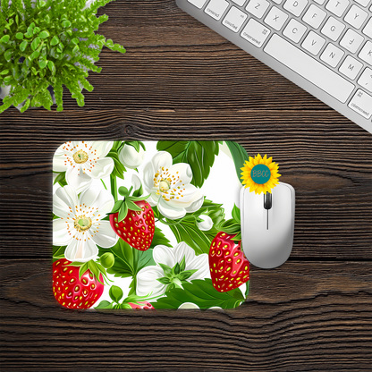 Strawberry Blossom Floral Mouse Pad