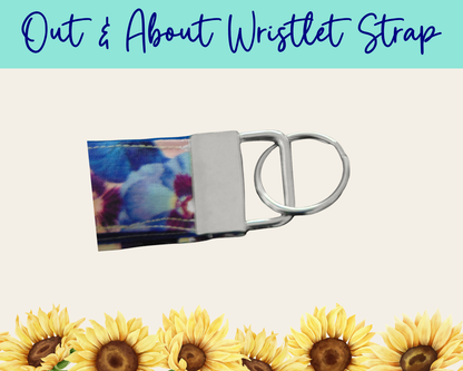 Pansy Meadow Dark Blue Out & About Wristlet Strap | Handmade Fabric Wristlet