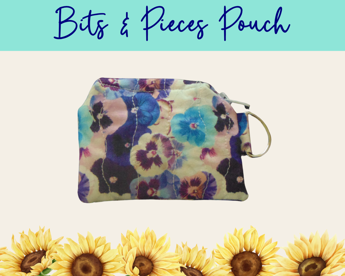 Pansy Meadow Bits & Pieces Pouch | Handmade Fabric Zipper Pouch