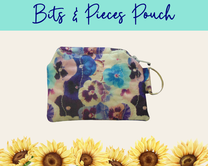 Pansy Meadow Bits & Pieces Pouch | Handmade Fabric Zipper Pouch