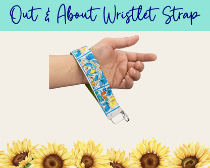 Lemon Grove Tiles Out & About Wristlet Strap | Handmade Fabric Wristlet