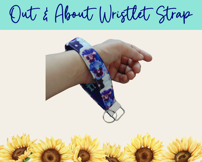 Pansy Meadow Dark Blue Out & About Wristlet Strap | Handmade Fabric Wristlet