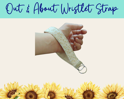 Whispering Vines Cream Out & About Wristlet Strap | Handmade Fabric Wristlet
