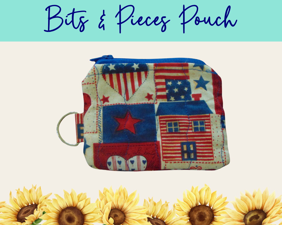 Americana Patchwork 1 Bits & Pieces Pouch | Handmade Fabric Zipper Pouch