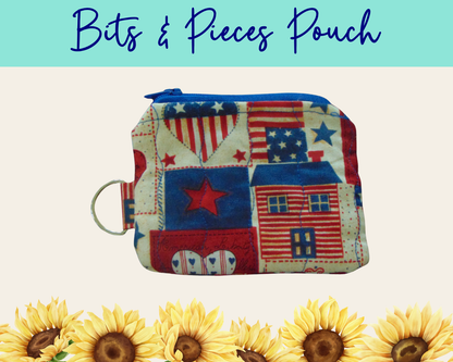 Americana Patchwork 1 Bits & Pieces Pouch | Handmade Fabric Zipper Pouch