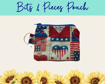Americana Patchwork 2 Bits & Pieces Pouch | Handmade Fabric Zipper Pouch