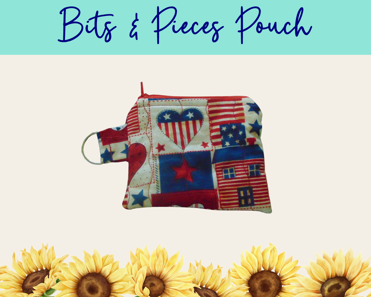 Americana Patchwork 4 Bits & Pieces Pouch | Handmade Fabric Zipper Pouch