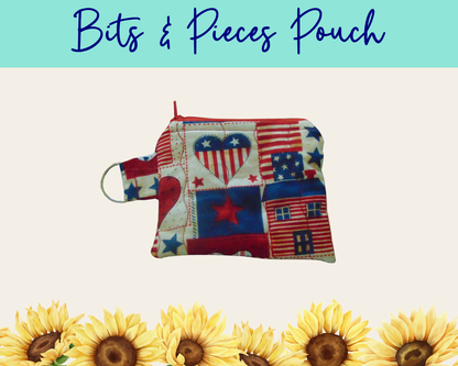 Americana Patchwork 4 Bits & Pieces Pouch | Handmade Fabric Zipper Pouch