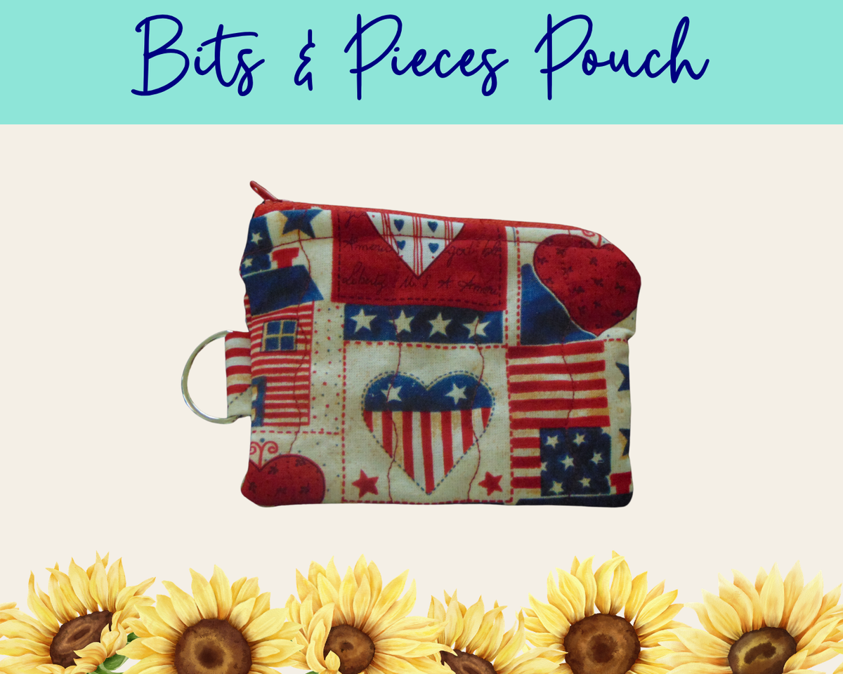 Americana Patchwork 3 Bits & Pieces Pouch | Handmade Fabric Zipper Pouch