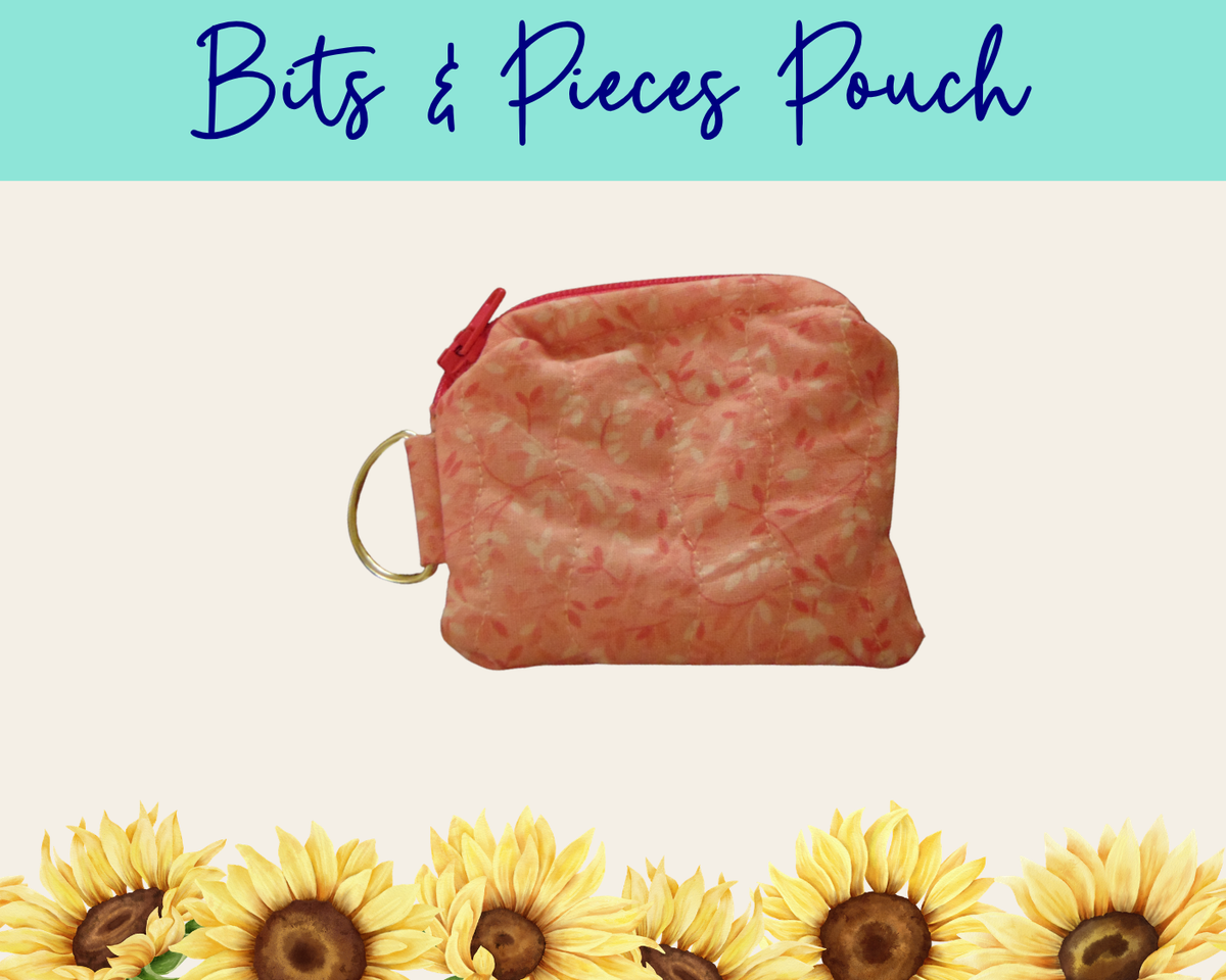 Whispering Vines Pink Bits & Pieces Pouch | Handmade Fabric Zipper Pouch