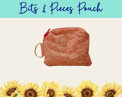 Whispering Vines Pink Bits & Pieces Pouch | Handmade Fabric Zipper Pouch