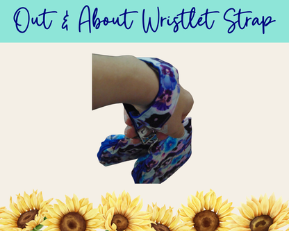 Pansy Meadow Dark Blue Out & About Wristlet Strap | Handmade Fabric Wristlet