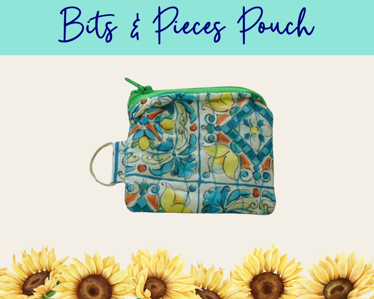 Lemon Grove Tiles Bits & Pieces Pouch | Handmade Fabric Zipper Pouch