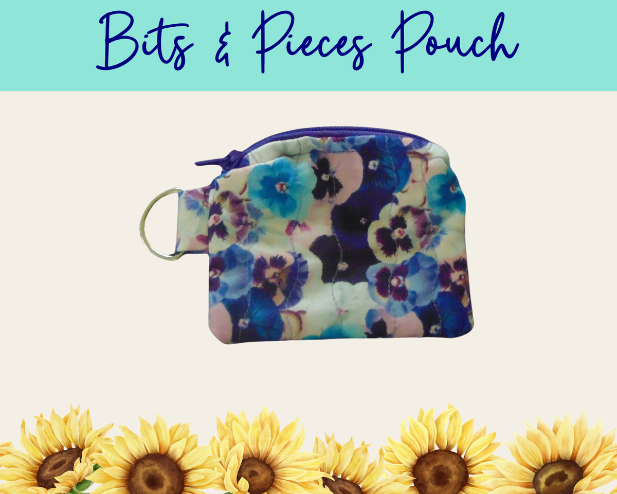 Pansy Meadow Bits & Pieces Pouch | Handmade Fabric Zipper Pouch