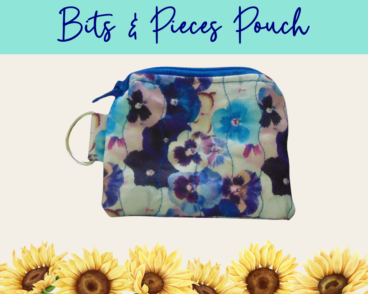 Pansy Meadow Bits & Pieces Pouch | Handmade Fabric Zipper Pouch