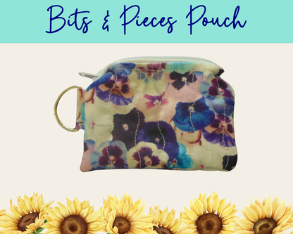 Pansy Meadow Bits & Pieces Pouch | Handmade Fabric Zipper Pouch