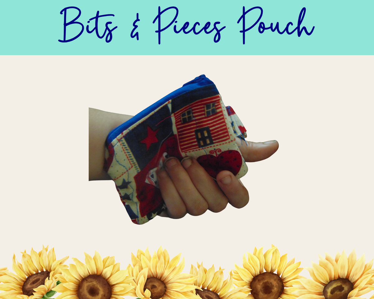 Americana Patchwork 1 Bits & Pieces Pouch | Handmade Fabric Zipper Pouch