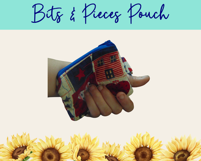 Americana Patchwork 1 Bits & Pieces Pouch | Handmade Fabric Zipper Pouch