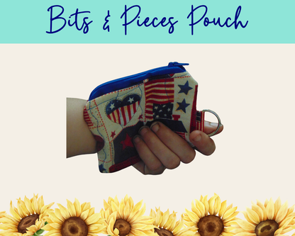 Americana Patchwork 2 Bits & Pieces Pouch | Handmade Fabric Zipper Pouch