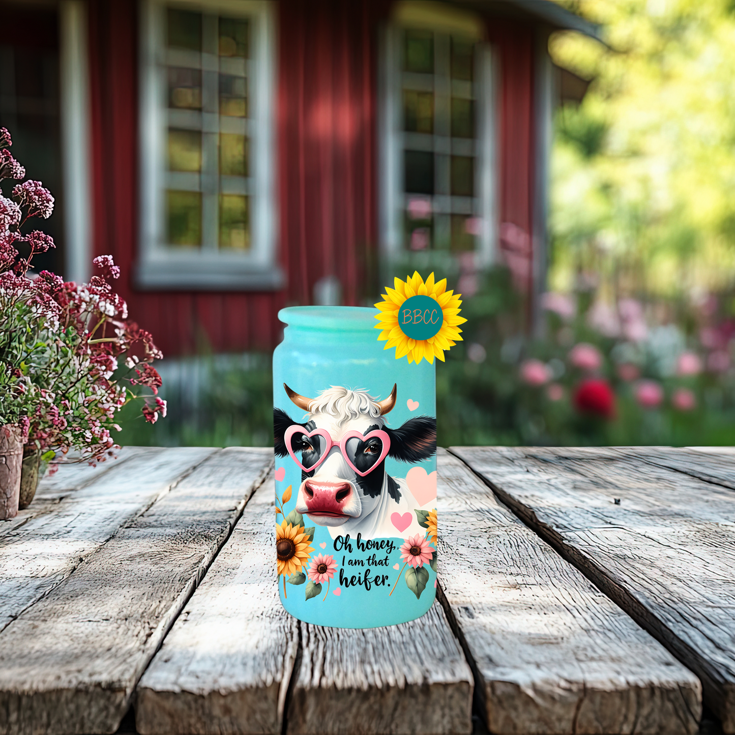 16oz Glass Tumbler – Oh Honey I Am That Heifer Cow