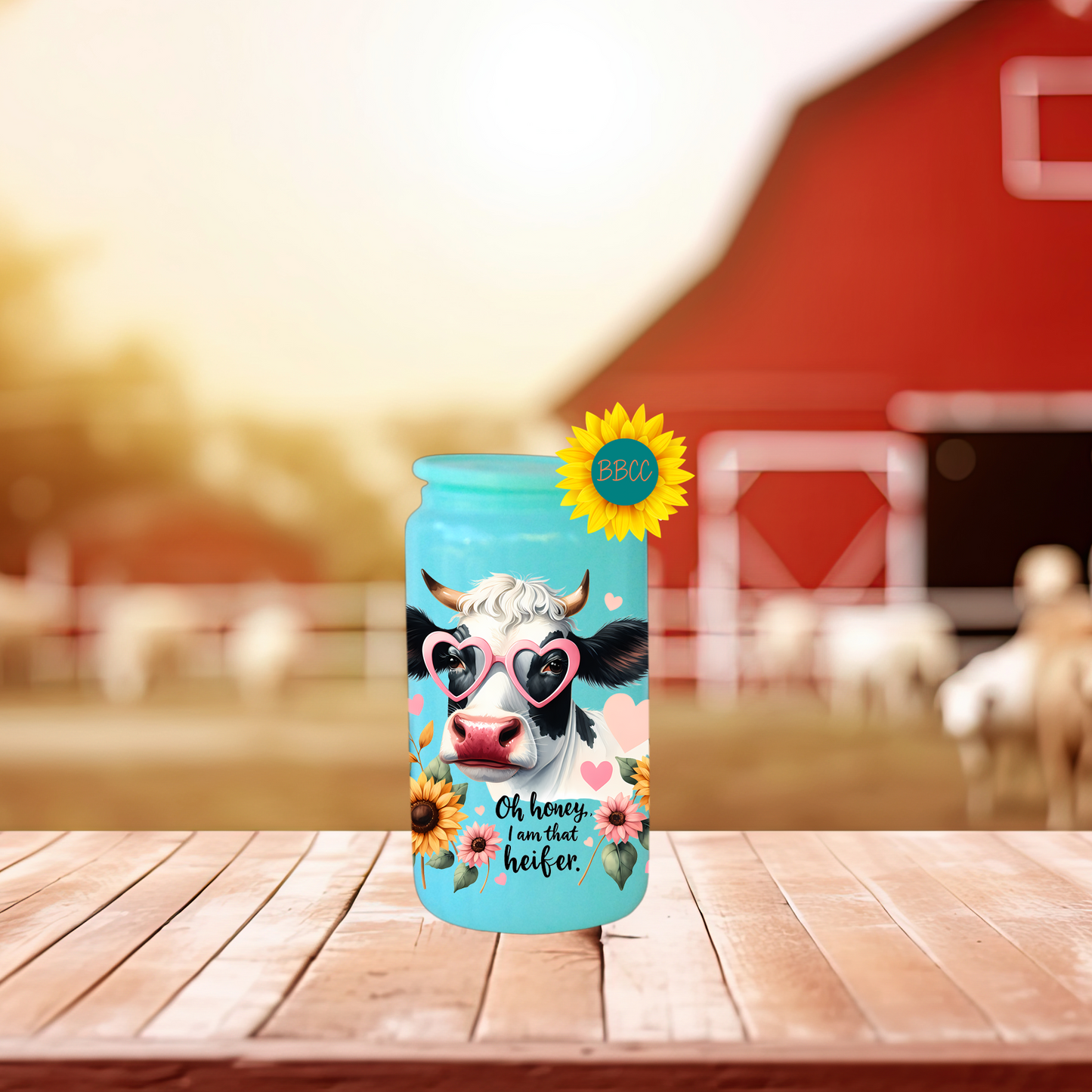 16oz Glass Tumbler – Oh Honey I Am That Heifer Cow