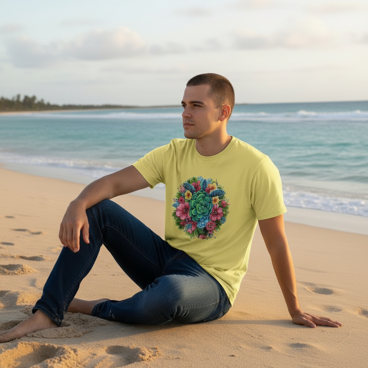 Adult Tropical Sea Turtle Graphic Tee