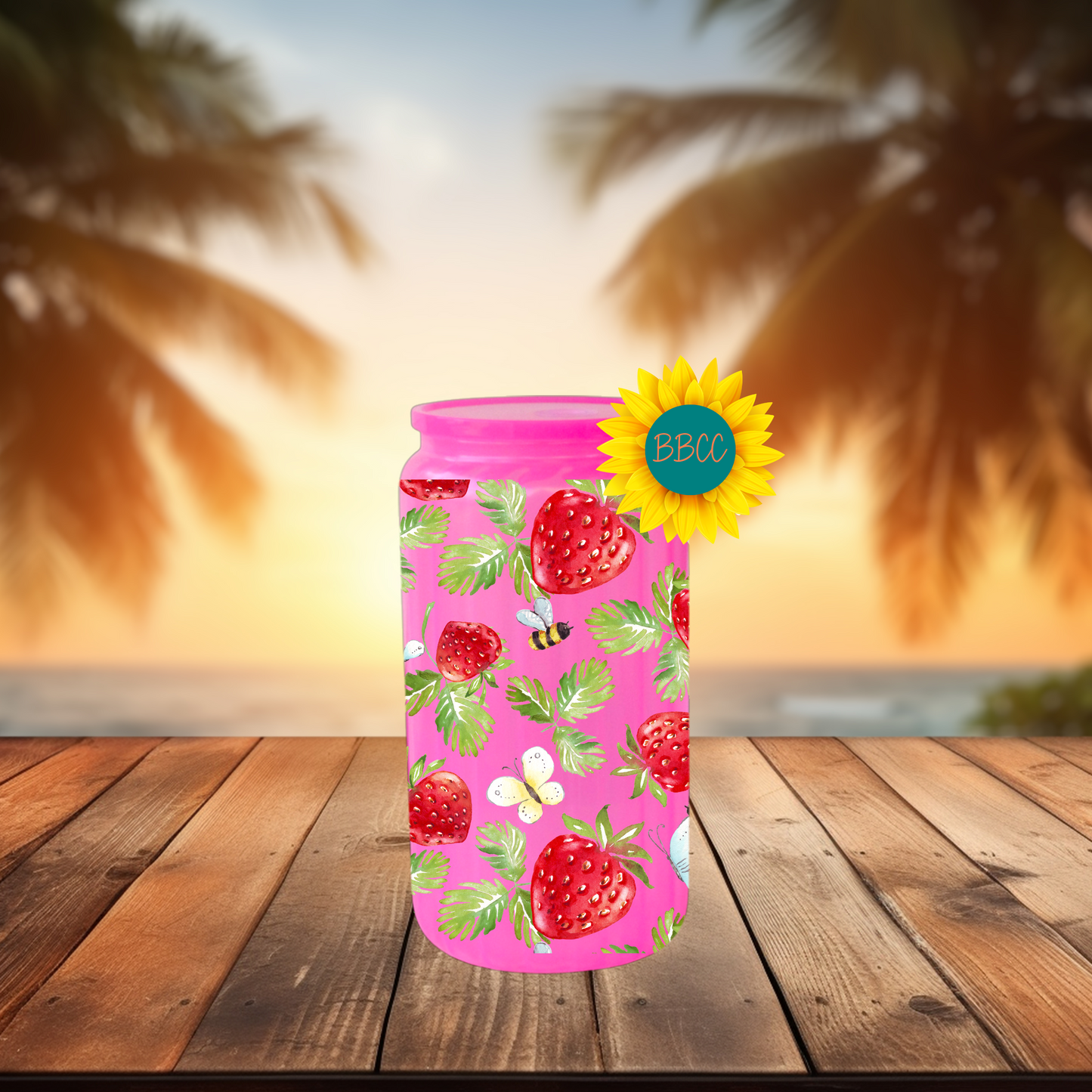 16oz Strawberry & Bee Summer Tumbler
