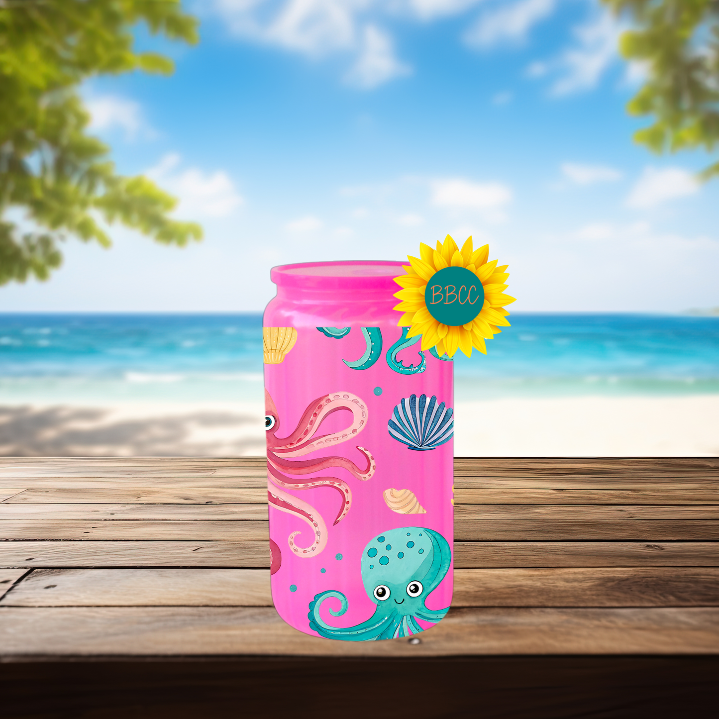 16oz Coastal Octopus & Seashell Tumbler