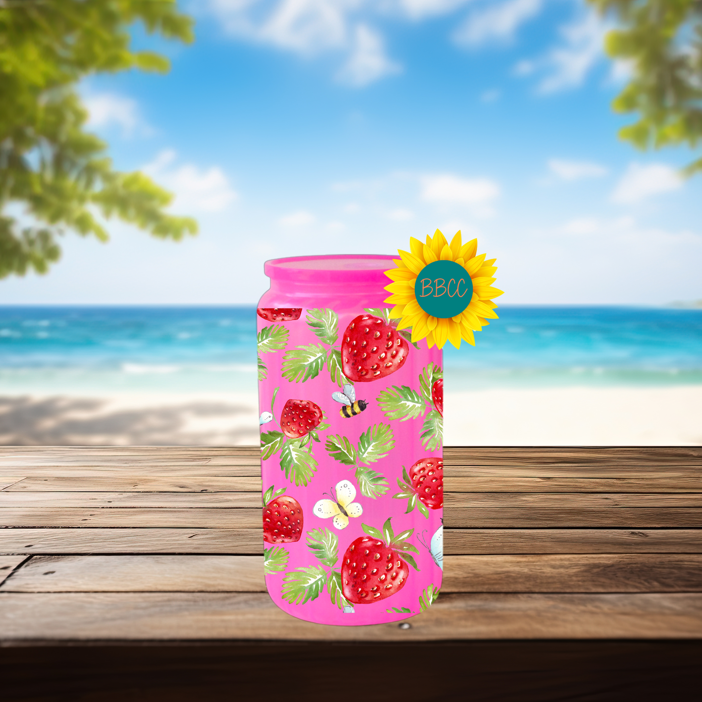 16oz Strawberry & Bee Summer Tumbler