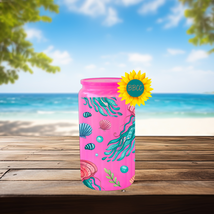 16oz Coastal Jellyfish & Seashell Tumbler
