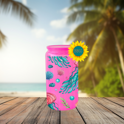 16oz Coastal Jellyfish & Seashell Tumbler