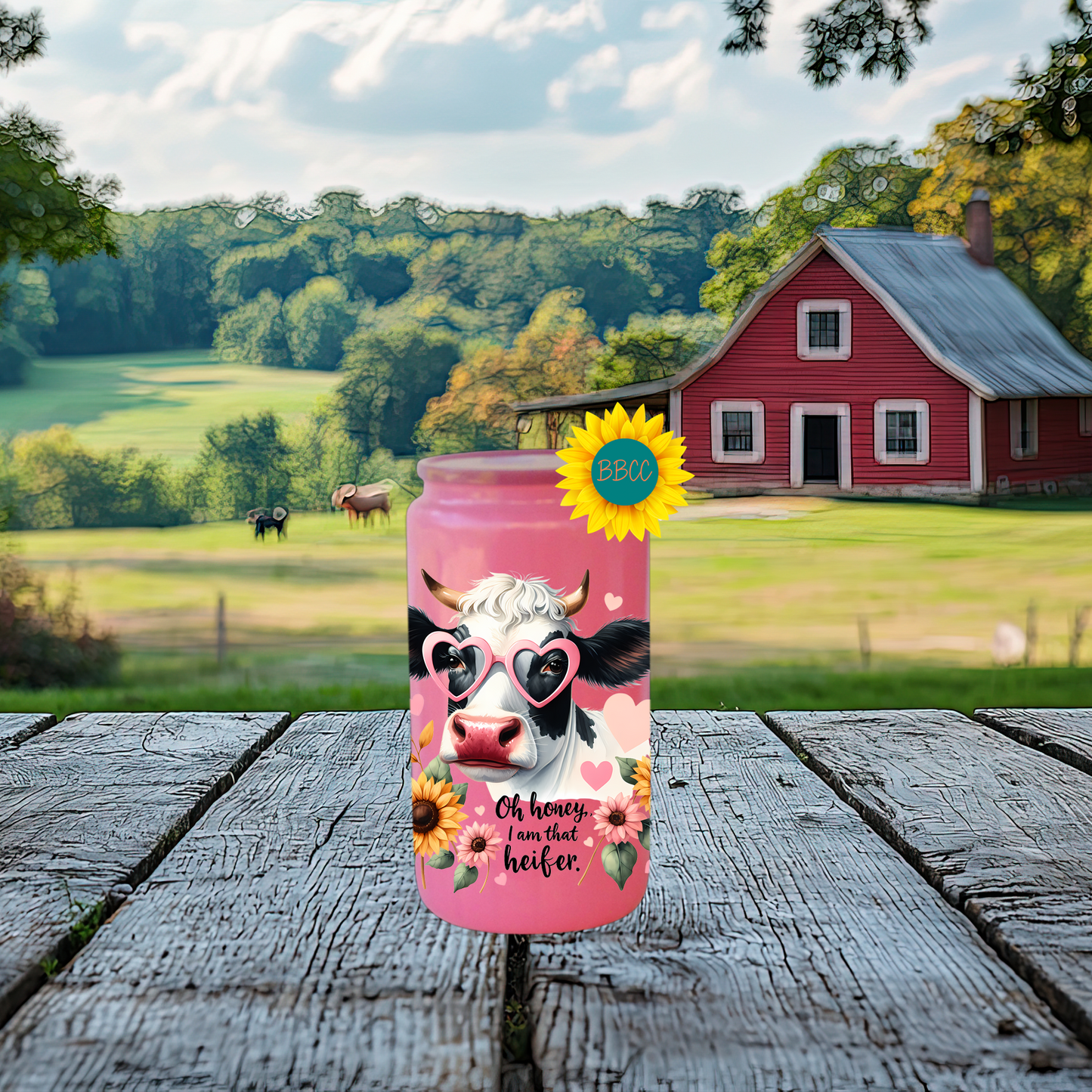 16oz Glass Tumbler – Oh Honey I Am That Heifer Cow