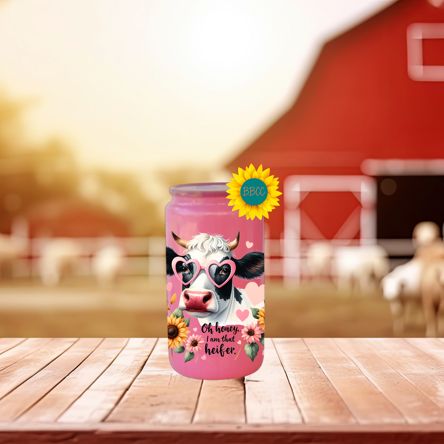 16oz Glass Tumbler – Oh Honey I Am That Heifer Cow