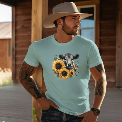 Adult Dairy Cow Sunflower Graphic Tee