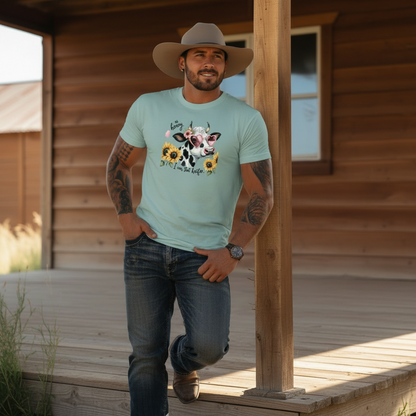 Adult Sassy Dairy Cow Floral Sunglasses Graphic Tee