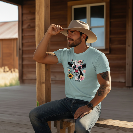Adult Sassy Cow Heart Sunglasses Floral Graphic Tee