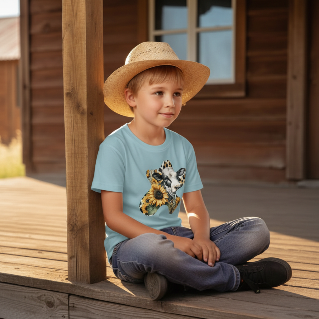 Sunflower Cow Patch Youth Graphic Tee