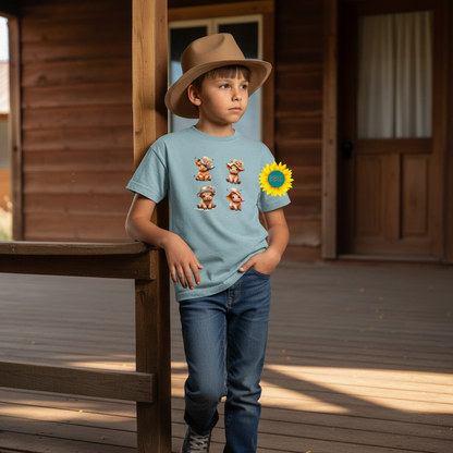Highland Cow Summer Hats Youth Graphic Tee