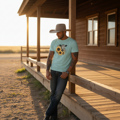 Adult Dairy Cow Sunflower Graphic Tee
