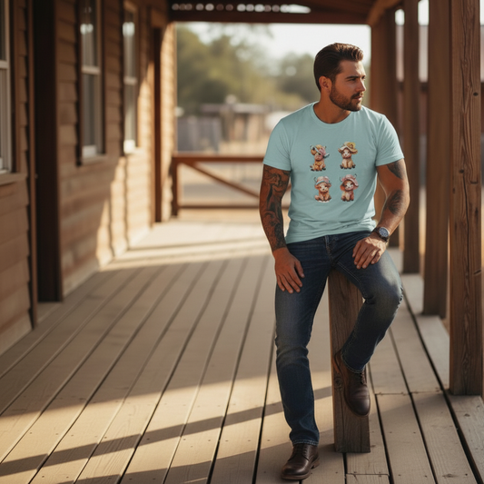Adult Highland Cow Floral Hat Graphic Tee